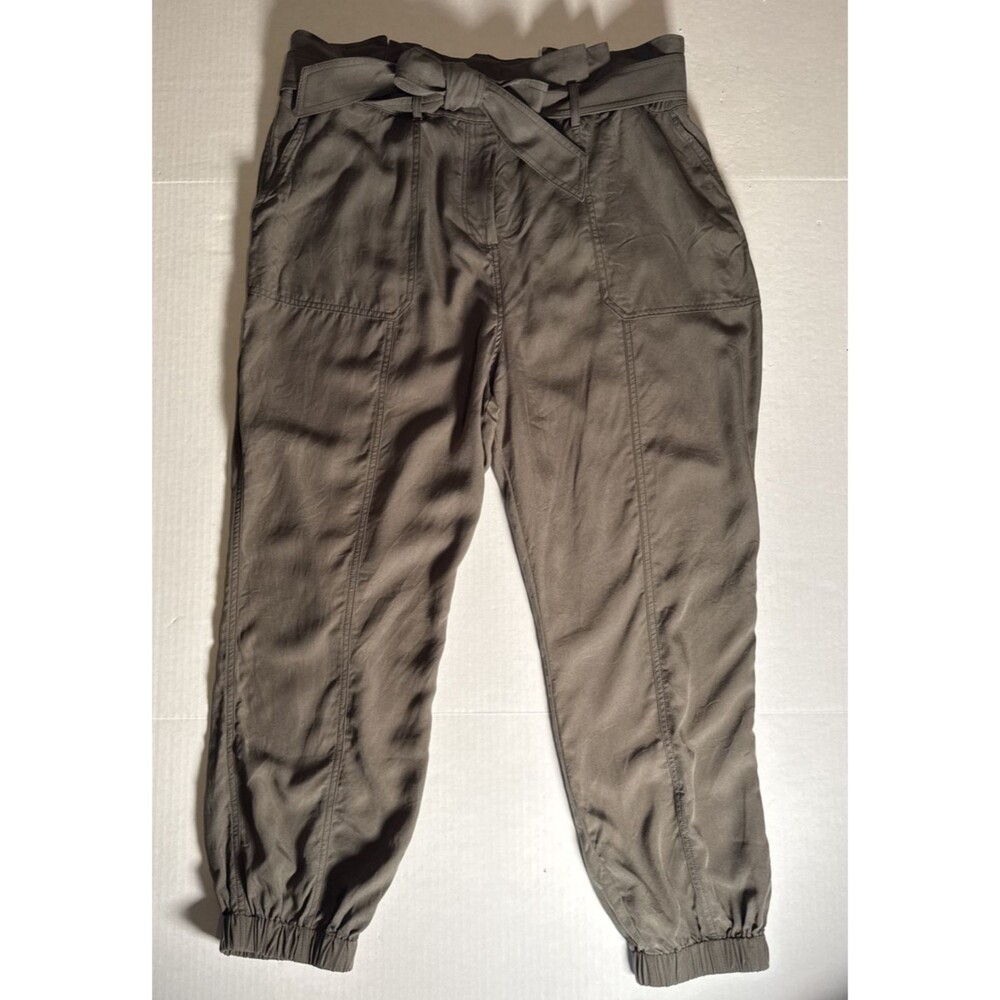 Boden Paperbag Waist Jogger Melina Pants size 14 Olive Green Lyocell
